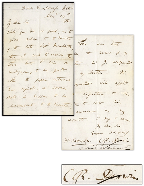 Charles Darwin Autograph Letter Signed From 1851 -- On Black-Bordered Stationery to Mourn the Passing of Darwin's Daughter Annie